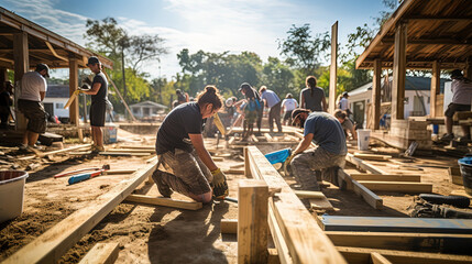 Empathetic Volunteers Unite to Skillfully Construct Homes, Creating Lasting Impact After a...