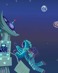 Astronauta Ilustración  © Fer Melendez 