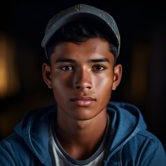 Young latin man with cap