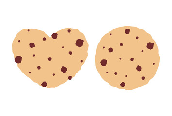 a set of chocolate chip cookies isolated on white for banners, cards, flyers, social media wallpapers, etc.