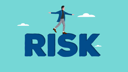 high risk management illustration with the concept of a businessman who carefully overcomes risky obstacles, high risk high return concept illustration, high risk stock market investment