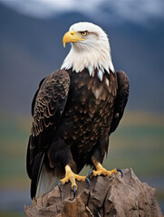 Symbol of America - The bald eagle perched on a rock