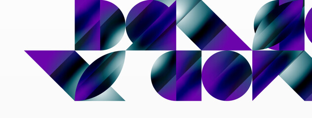 Serene gradient template. Circles and triangles mingle in minimalist perfection. Gentle fusion of forms and hues creates balanced yet captivating backdrop, embodying modern sophistication