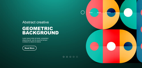 Simple circles and round elements pattern. Minimalist design geometric landing page. Creative concept for business, technology, science or print design