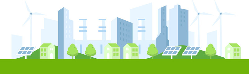 Green city cityscape background illustration © innni