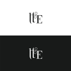 HE logo. H E design. White HE letter. HE, H E letter logo design. Initial letter HE linked circle uppercase monogram logo. H E letter logo vector design. 