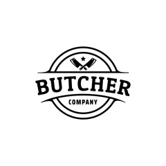 Butcher label logo design template