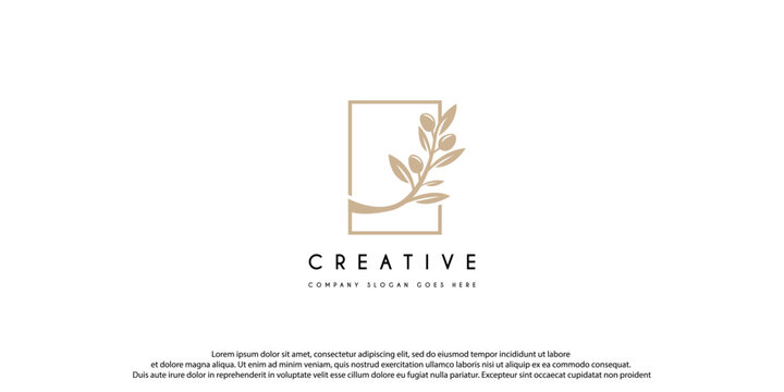 Natural Herbal Olive Oil Plant, Olive Leaf Flower logo design