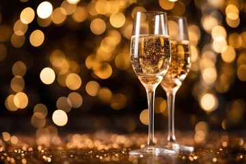 Celebratory Champagne, 2023 Glitter, Elegant Defocused Ambiance