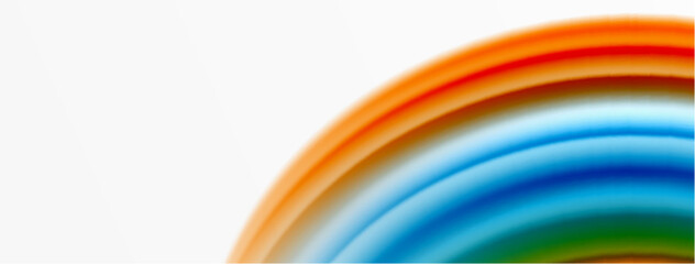 Rainbow color silk blurred wavy line background on white, luxuriously vibrant visually captivating backdrop. Stunning blend of colors reminiscent of rainbow, silky and gracefully blurred wavy pattern