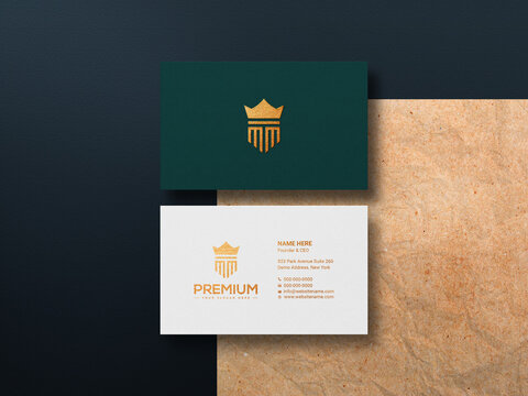 business card mockup with elegant green color