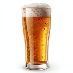 A glass of cold fresh beer with cap of foam. Splash of foam with tasty american beer. Beer day