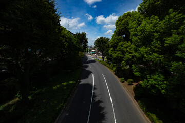An empty downtown street in Takashimadaira Tokyo wide shot