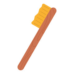 Wooden toothbrush sustainability element. Vector illustration with sustainability theme and flat vector style. Editable vector element.