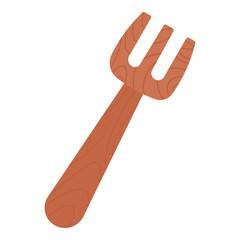 Wooden fork sustainability element. Vector illustration with sustainability theme and flat vector style. Editable vector element.