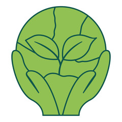 Flat line ecology. Vector illustration with sustainability theme and flat line vector style. Editable vector element.