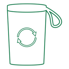 Reusable insulated mug line art. Vector illustration with sustainability theme and line art vector style. Editable vector element.