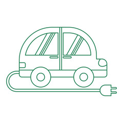 Electric car line art. Vector illustration with sustainability theme and line art vector style. Editable vector element.
