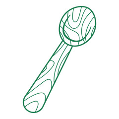 Wooden spoon line art. Vector illustration with sustainability theme and line art vector style. Editable vector element.