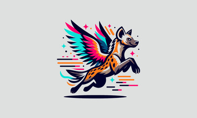 flying hyena vector illustration flat design