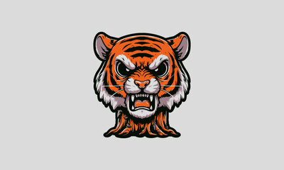 head tiger kawaii vector flat design