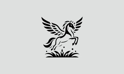 logo design of horse with wings vector design