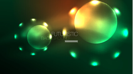Neon glowing circles, magic energy space light concept, abstract background wallpaper design