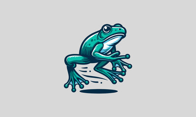 green frog jump vector illustration flat design
