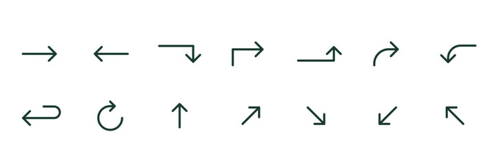 Arrows icon minimalis. Set collection. Simple design. Vector illustration - obrazy, fototapety, plakaty
