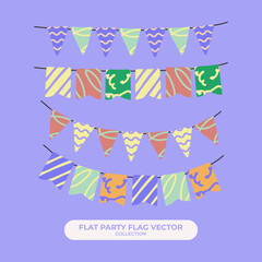 Trendy Flat Party Flag Vector Illustration Set Collection