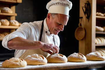 baker showing bread