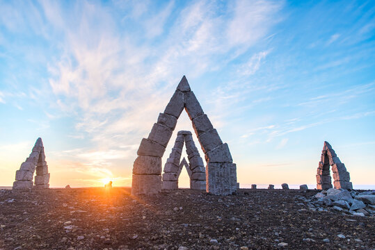 Tourist Exploring Arctic Henge