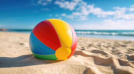 Fototapeta na wymiar Colored inflatable beach ball
