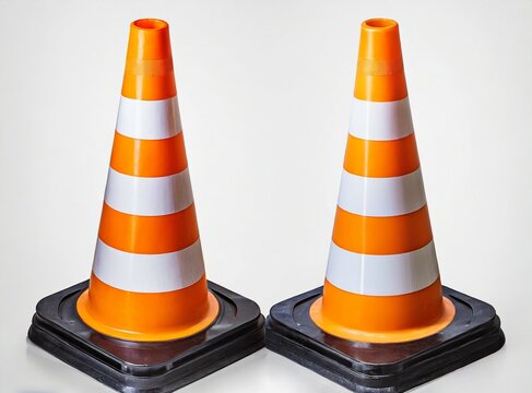 Traffic Cones Isolated On White Background