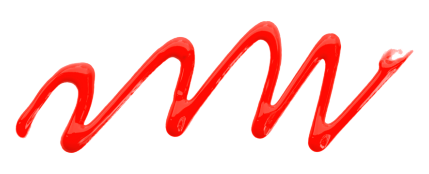 Red watercolor painted zigzag lines isolated on transparent background.