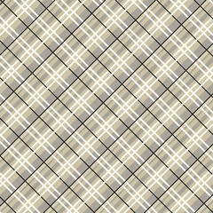 Beige and Grey Plaid Tartan Diagonal Panel