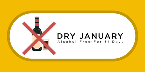 Dry January is a public health campaign urging people to abstain from alcohol for the month of January, Vector illustration. - obrazy, fototapety, plakaty