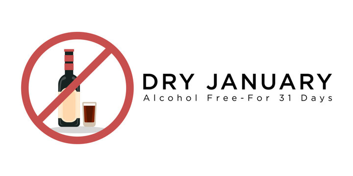 Dry January is a public health campaign urging people to abstain from alcohol for the month of January, Vector illustration.