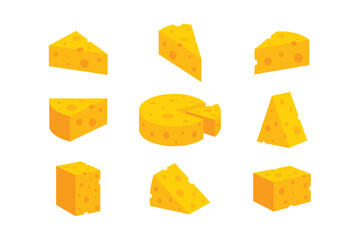 Cheese Collection Flat Vector Set