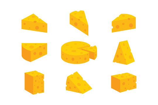 Naklejki Cheese Collection Flat Vector Set