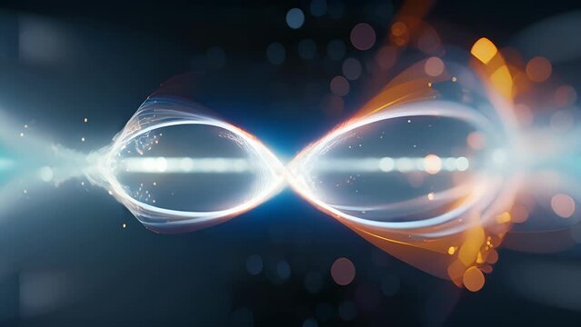 Closeup of a W boson being exchanged between two particles, its distinct wavelike shape highlighted in the defocused background.