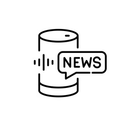 Personal voice assistant smart speaker with news speech bubble. Pixel perfect, editable stroke icon