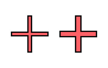 Plus Icon set illustration. Add plus sign and symbol