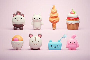Cute 3d icons minimalistic