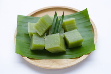 Steamed pandan layer cake. Thai Desserts.