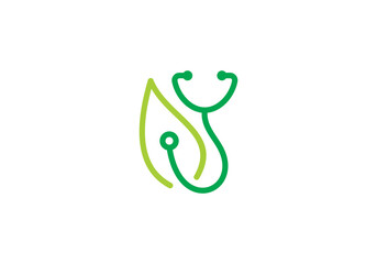 leaf stethoscope logo healthcare and medical design vector illustration	
