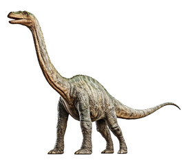 portrait of ancient animal, brontosaurus dinosaur on transparent background, generative ai