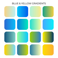 SET OF BLUE AND YELLOW GRADIENT COLOR PALETTE