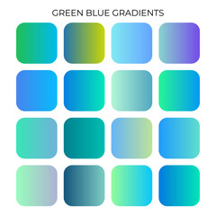 SET OF GREEN BLUE GRADIENT COLOR PALETTE