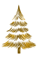 Gold glitter particles Christmas tree with star isolated  on png or transparent  background vector illustration 